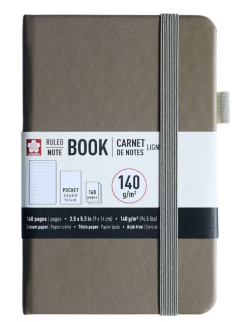 Sakura® 5" x 8.25" A5 Ruled Notebook Cinder NEW & SEALED